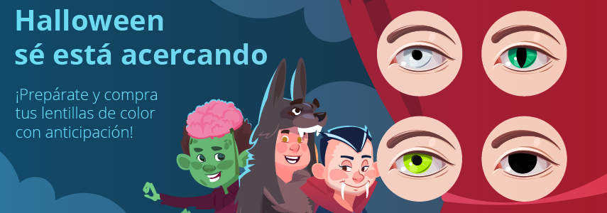 Halloween sé está acercando. ¡Prepárate y compra tus lentillas de color con anticipación!