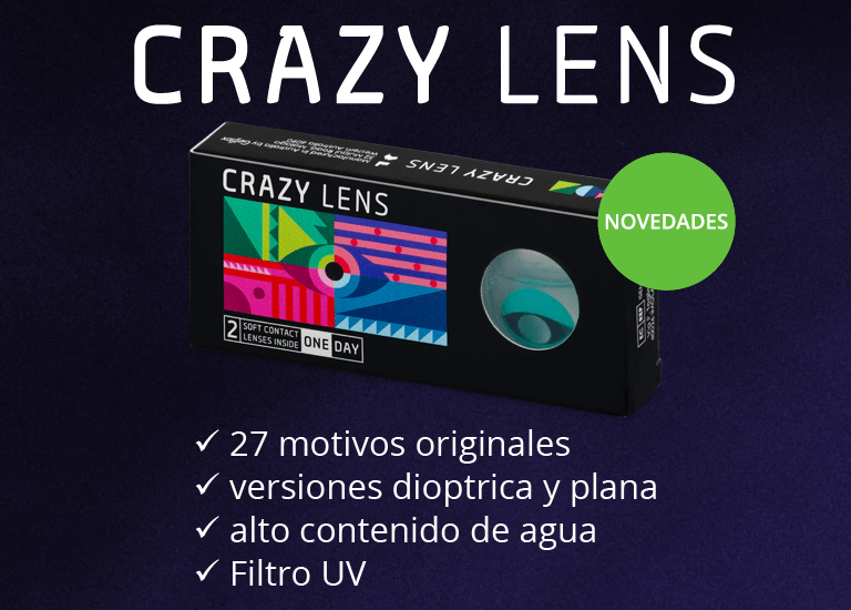 27 motivos originales, versiones dioptrica y plana, alto contenido de agua, Filtro UV