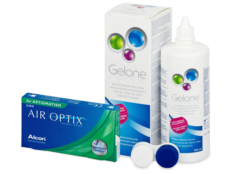 Air Optix for Astigmatism (6 Lentillas) + líquido Gelone 360 ml - Pack ahorro