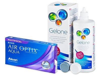 Air Optix Aqua Multifocal (6 Lentillas) + Líquido Gelone 360 ml - Diseño antiguo