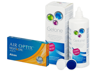 Air Optix Night and Day Aqua (6 lentillas) + líquido Gelone 360 ml - Pack ahorro