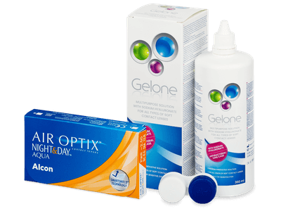 Air Optix Night and Day Aqua (6 lentillas) + líquido Gelone 360 ml - Pack ahorro