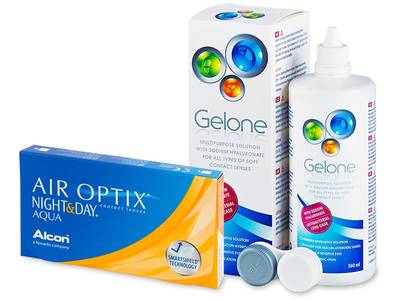 Air Optix Night and Day Aqua (6 lentillas) + Líquido Gelone 360ml - Pack ahorro