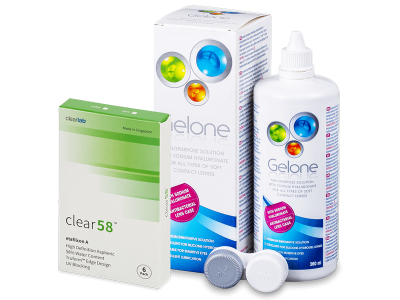 Clear 58 (6 lentillas) + Líquido Gelone 360ml - Pack ahorro