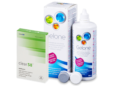 Clear 58 (6 lentillas) + Líquido Gelone 360ml