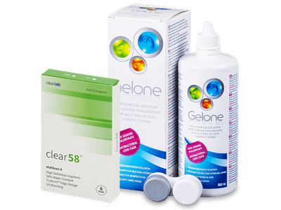 Clear 58 (6 lentillas) + Líquido Gelone 360ml - Pack ahorro