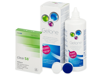 Clear 58 (6 lentillas) + líquido Gelone 360 ml