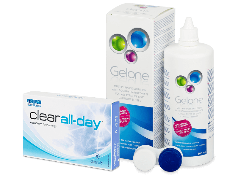 Clear All-Day (6 lentillas) + líquido Gelone 360 ml - Pack ahorro