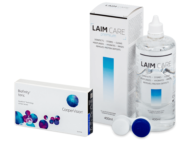 Biofinity Toric (3 lentillas) + Líquido Laim-Care 400ml - Pack ahorro