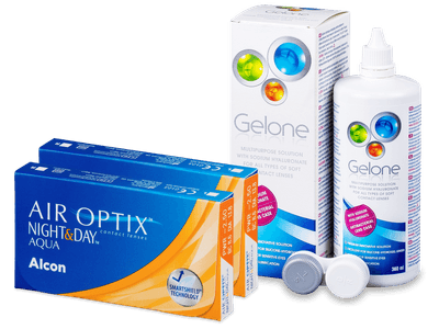 Air Optix Night and Day Aqua (2x3 Lentillas) + Líquido Gelone 360ml - Pack ahorro