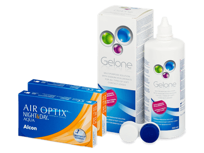 Air Optix Night and Day Aqua (2x3 Lentillas) + líquido Gelone 360 ml - Pack ahorro