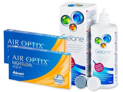 Air Optix Night and Day Aqua (2x3 Lentillas) + líquido Gelone 360 ml - Diseño antiguo