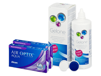 Air Optix Aqua Multifocal (2x3 Lentillas) + líquido Gelone 360 ml