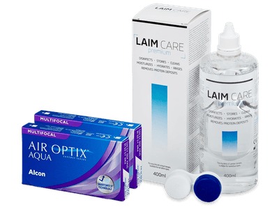 Air Optix Aqua Multifocal (2x 3 Lentillas) + Laim Care 400 ml - Pack ahorro