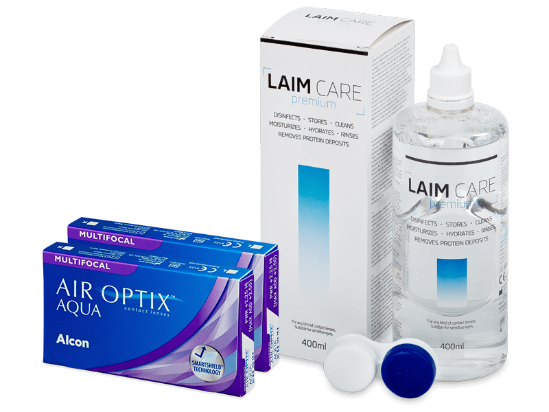 Air Optix Aqua Multifocal (2x 3 Lentillas) + Laim Care 400 ml - Pack ahorro