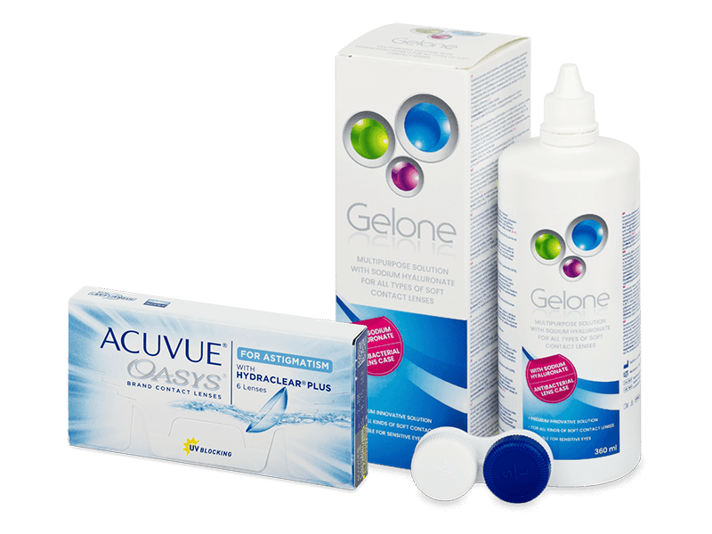 Acuvue Oasys for Astigmatism (6 lentillas) + líquido Gelone 360 ml - Pack ahorro