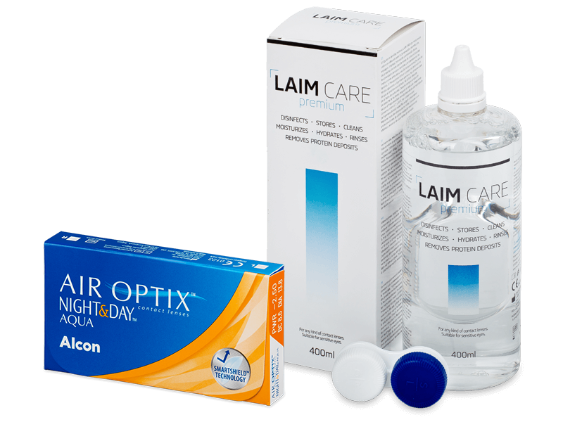 Air Optix Night and Day Aqua (6 lentillas) + Laim Care 400 ml - Pack ahorro
