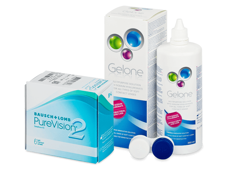 PureVision 2 (6 lentillas) + líquido Gelone 360 ml - Pack ahorro