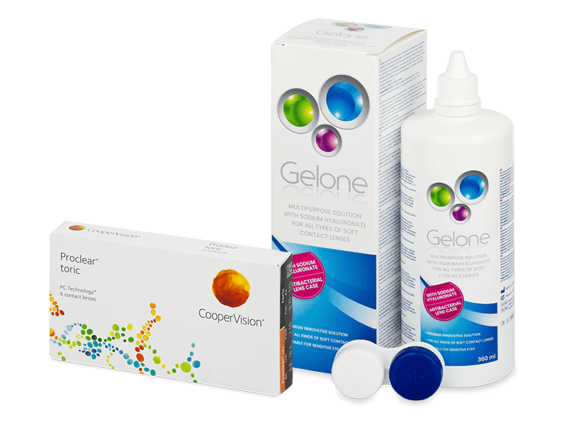 Proclear Toric (6 Lentillas) + líquido Gelone 360 ml - Pack ahorro