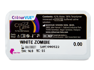 ColourVUE Crazy Lens - White Zombie - Diarias sin graduación (2 Lentillas) - Previsualización del blister