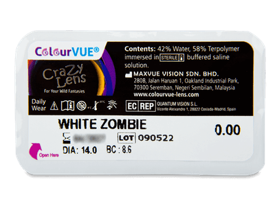 ColourVUE Crazy Lens - White Zombie - Diarias sin graduación (2 Lentillas) - Previsualización del blister