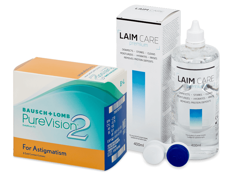 PureVision 2 for Astigmatism (6 Lentillas) + Laim Care 400 ml - Pack ahorro