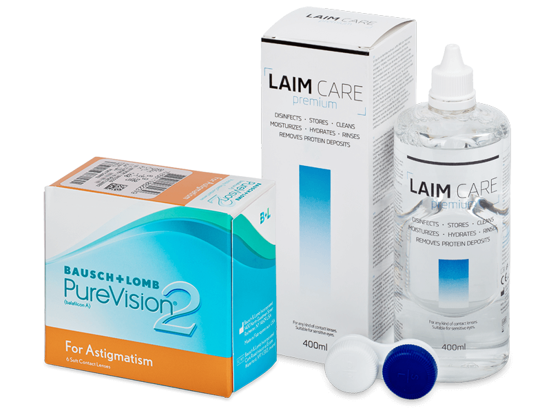 PureVision 2 for Astigmatism (6 Lentillas) + Laim Care 400ml - Pack ahorro