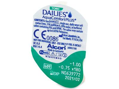 Dailies AquaComfort Plus Toric (90 lentillas) - Previsualización del blister