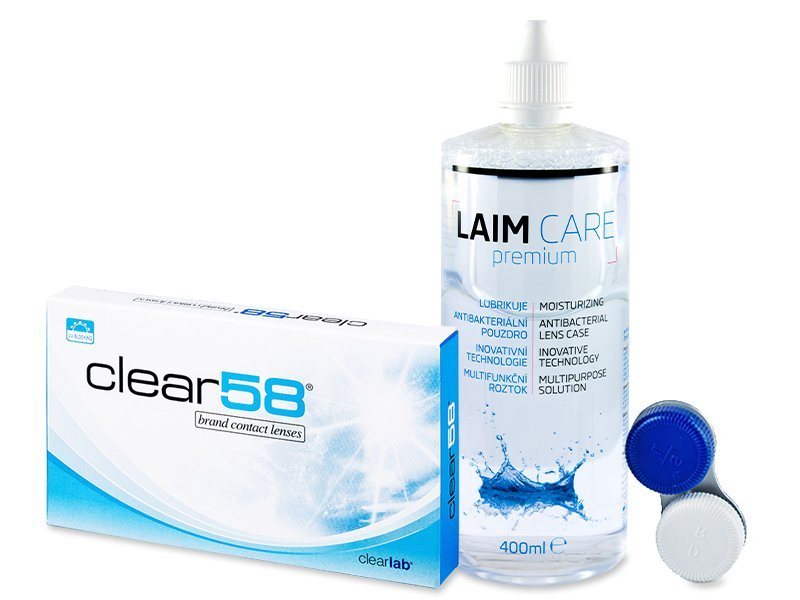 Clear 58 (6 lentillas) + Líquido Laim-Care 400 ml - Pack ahorro
