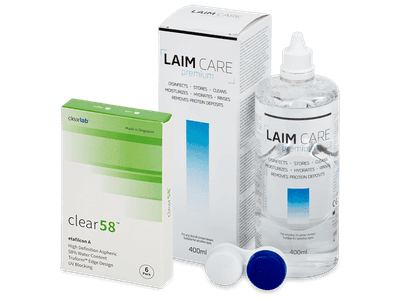 Clear 58 (6 lentillas) + Líquido Laim-Care 400 ml