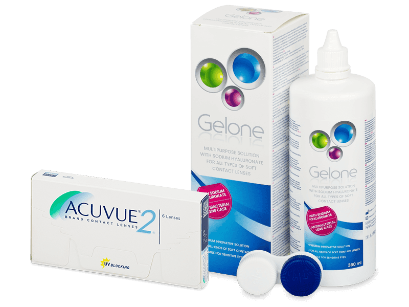 Acuvue 2 (6 Lentillas) + líquido Gelone 360 ml - Pack ahorro