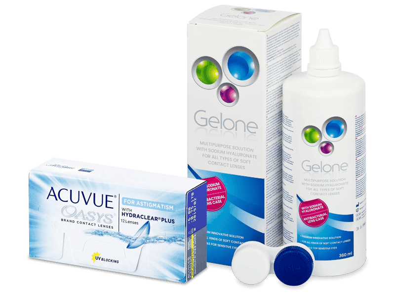 Acuvue Oasys for Astigmatism (12 Lentillas) + líquido Gelone 360 ml - Pack ahorro