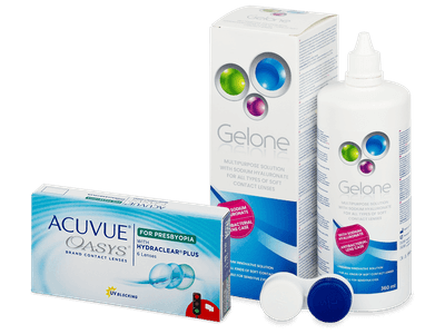 Acuvue Oasys for Presbyopia (6 Lentillas) + líquido Gelone 360 ml - Pack ahorro