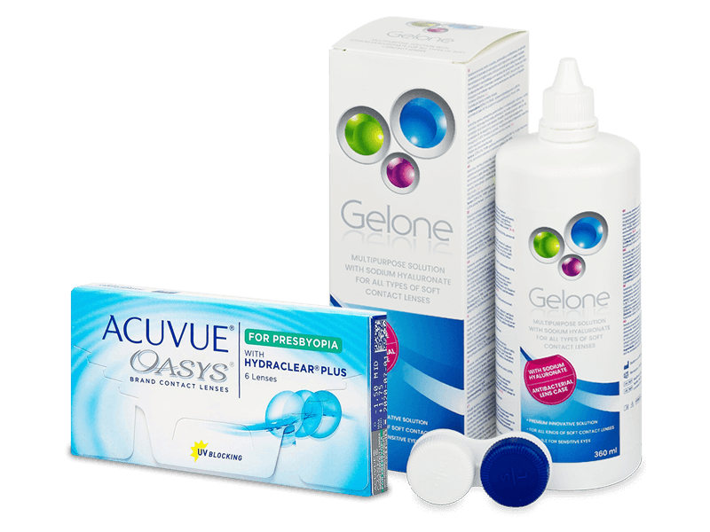 Acuvue Oasys for Presbyopia (6 Lentillas) + líquido Gelone 360 ml - Pack ahorro