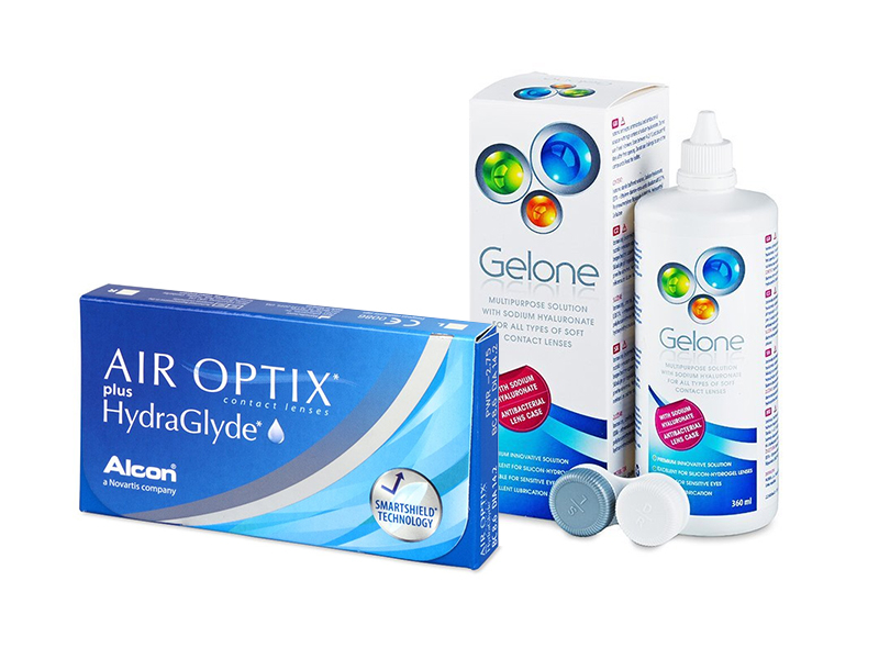 Air Optix plus HydraGlyde (3 Lentillas) + Gelone 360 ml