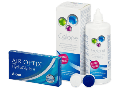 Air Optix plus HydraGlyde (3 Lentillas) + líquido Gelone 360 ml