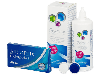 Air Optix plus HydraGlyde (6 Lentillas) + líquido Gelone 360 ml
