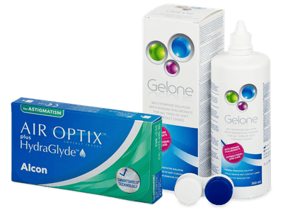 Air Optix plus HydraGlyde for Astigmatism (6 Lentillas) + líquido Gelone 360 ml