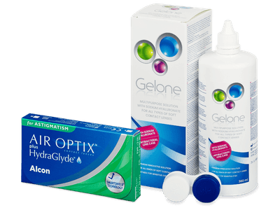 Air Optix plus HydraGlyde for Astigmatism (6 Lentillas) + líquido Gelone 360 ml