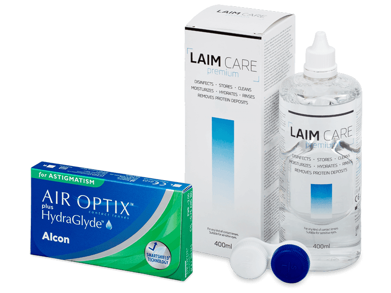 Air Optix plus HydraGlyde for Astigmatism (6 Lentillas) + Laim Care 400 ml - Pack ahorro