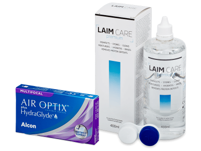 Air Optix plus HydraGlyde Multifocal (3 Lentillas) + Laim-Care 400 ml