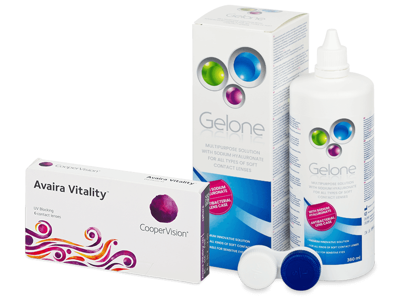 Avaira Vitality (6 Lentillas) + líquido Gelone 360 ml - Pack ahorro