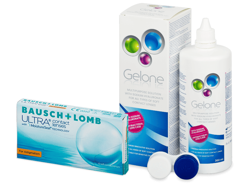 Bausch + Lomb ULTRA for Astigmatism (6 Lentillas) + líquido Gelone 360 ml - Pack ahorro