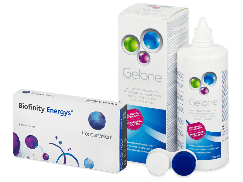 Biofinity Energys (3 Lentillas) + líquido Gelone 360 ml - Pack ahorro