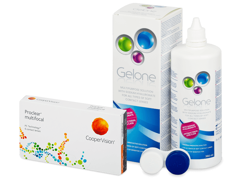 Proclear Multifocal (6 Lentillas) + líquido Gelone 360 ml - Pack ahorro