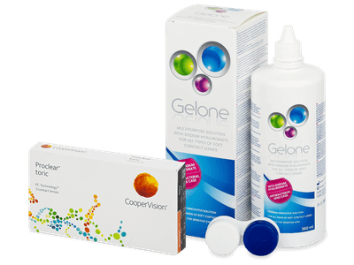 Proclear Toric (3 Lentillas) + líquido Gelone 360 ml - Pack ahorro