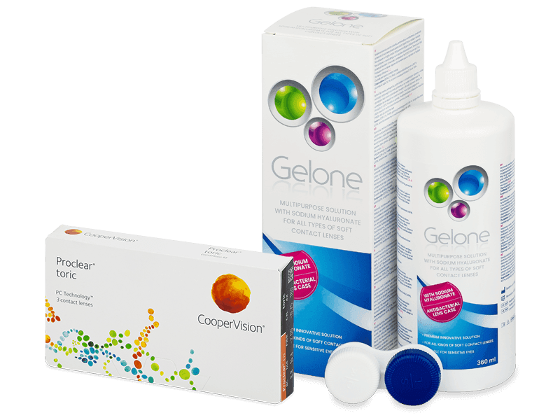 Proclear Toric (3 Lentillas) + líquido Gelone 360 ml - Pack ahorro
