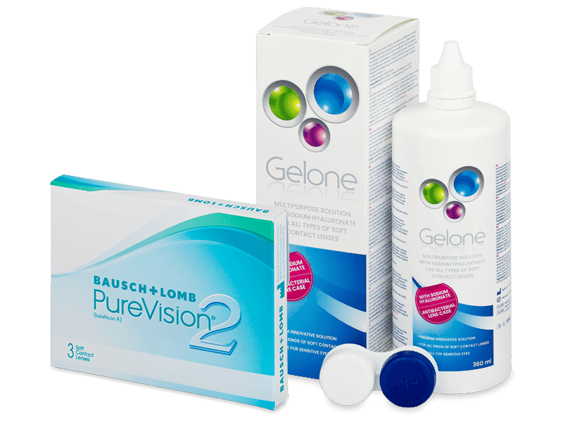PureVision 2 (3 Lentillas) + líquido Gelone 360 ml - Pack ahorro