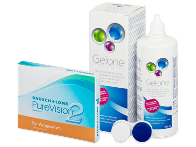PureVision 2 for Astigmatism (3 Lentillas) + líquido Gelone 360 ml