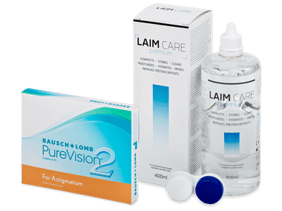 PureVision 2 for Astigmatism (3 Lentillas) + Laim Care 400 ml